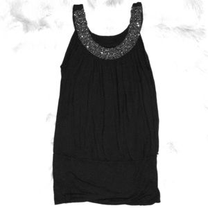 Black tank with beaded neckline